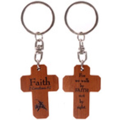 Keyring Mahogany Cross Faith