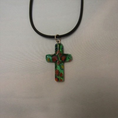 Glass cross on cord