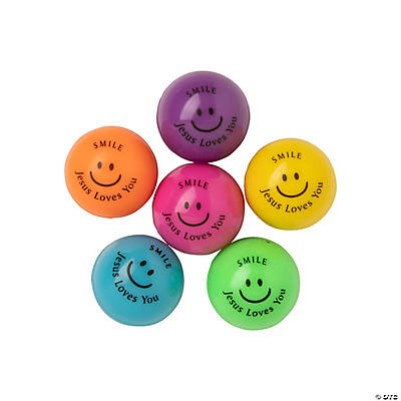 Bouncy Balls Smile Jesus Loves You Assorted (Single)