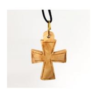 Necklace Olive Wood Curved Cross