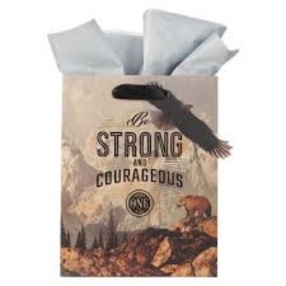 Gift Bag M Be Strong & Courageous Eagle Bear