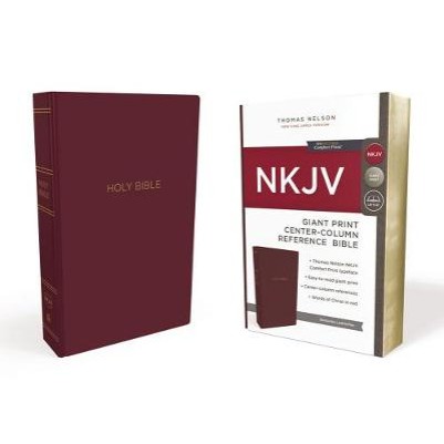 NKJV Reference Bible Giant Print Burgundy Leather-Look