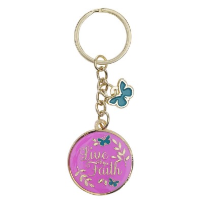 Keyring Live By Faith Purple Metal