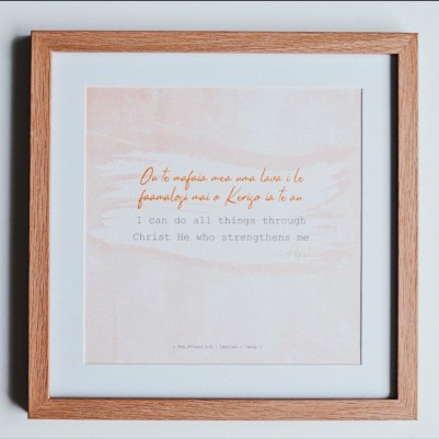 Plaque Tabletop Samoan/English All Things Sunrise Natural