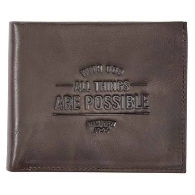 Wallet All Things Are Possible Brown Genuine Leather