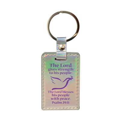 Keyring The Lord Gives Strength Iridescent Silver