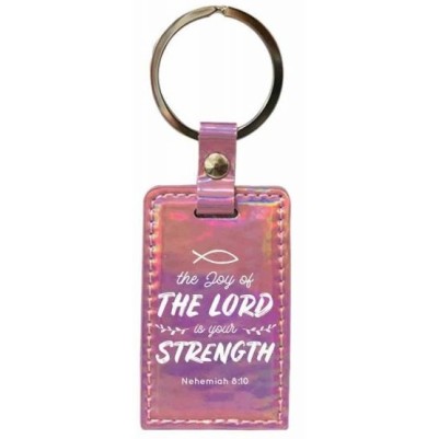 Keyring Joy Of The Lord Is My Strength Iridescent Pink