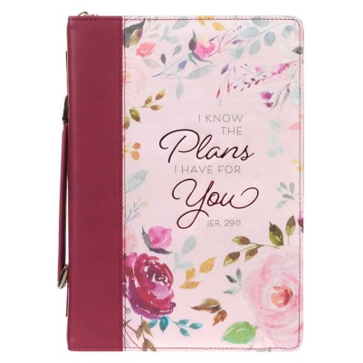 Bible Case Large Pink TwoTone Flowers Plans (OP)
