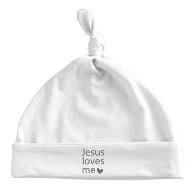 Knotted Hat Jesus Loves Me Cotton