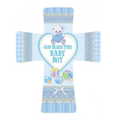 Cross Baby Boy Porcelain Blue