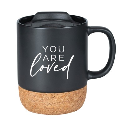 Mug Cork Bottom You Are Loved Black