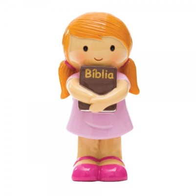 Figurine Girl Holding Bible Pink