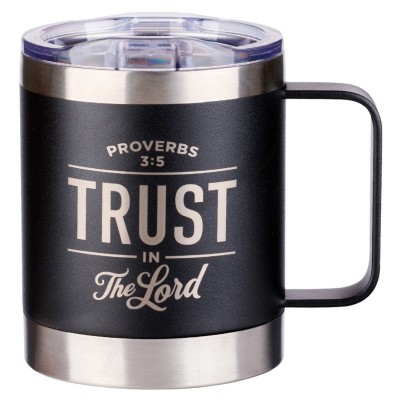 Travel Mug Trust In The Lord Grey & Black