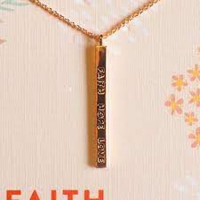 Necklace Faith Hope Love Rose Gold Plated Brass