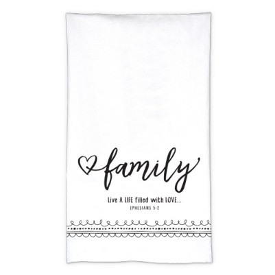 Tea Towel Family White w/Poly Bag