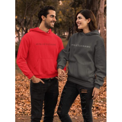 Hoodie In Jesus Name Black Medium Gold Ink