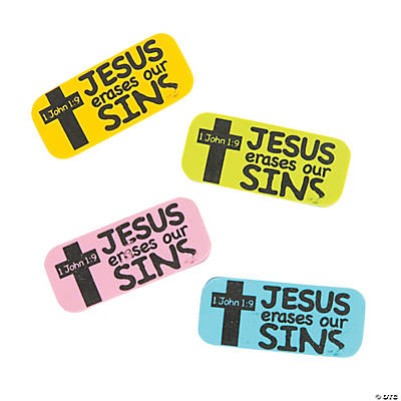 Erasers Jesus Erases our Sins Assorted (Single)