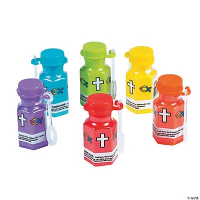Hexagon Religious Mini Bubble Bottles