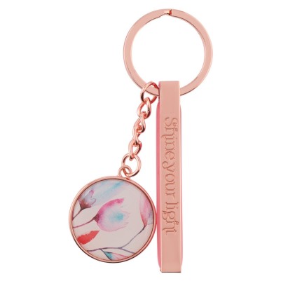 Keyring In Tin Shine Your Light Pink Petals Metal