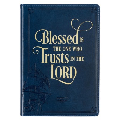 Journal Classic Blessed Is The One Blue Faux Leather