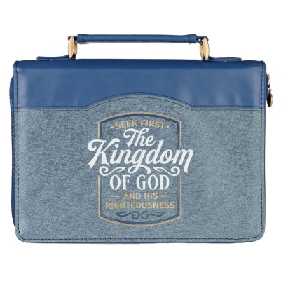Bible Case Large Kingdom of God Blue Faux Leather