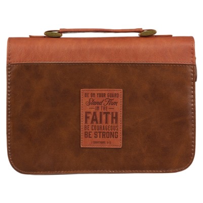 Bible Case Medium Stand Firm Brown Faux Leather