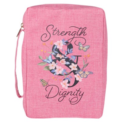 Bible Case Large Strength & Dignity Pink Canvas