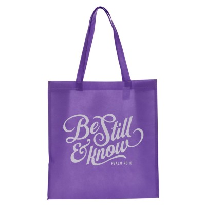 Tote Bag Be Still & Know Lavender Polyproylene
