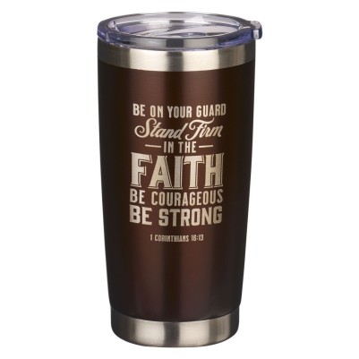 Travel Mug Stand Firm In The Faith Brown SS