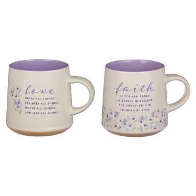 Mug Set Faith & Love Lilac Floral 2/Set