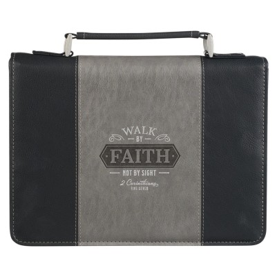 Bible Case Large Walk By Faith Black/Grey