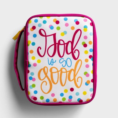 Bible Case God Is So Good Pink Polka Dot Canvas