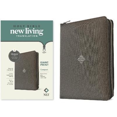 NLT Compact Giant Print Zip Bible Filament Gray I/L