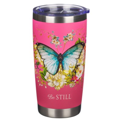 Travel Mug Be Still Butterfly Pink SS