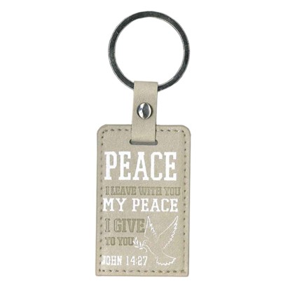 Keyring Peace I Leave With You Tan Luxleather