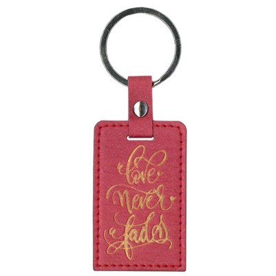Keyring Love Never Fails Red Luxleather