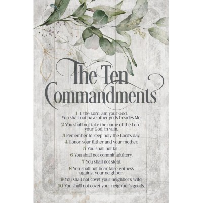 Plaque Ten Commandments Silver Edge MDF