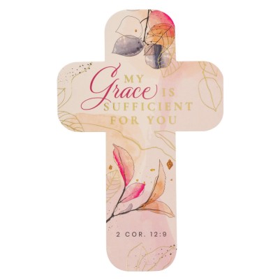BMK Cross My Grace Is Sufficient Peach Floral Single