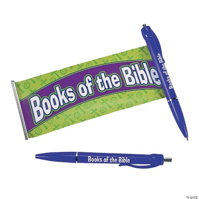 Books of The Bible Scroll Pen 12Pc