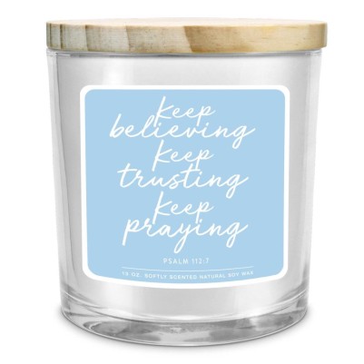 Candle Keep Believing Trusting Praying Blue
