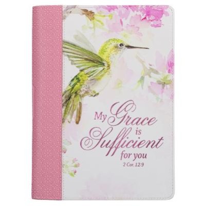 Journal Classic Zip Pink My Grace Is Sufficient Pink