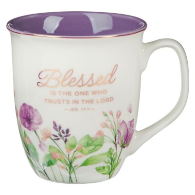 Mug Blessed Jer. 17:7 Purple Floral