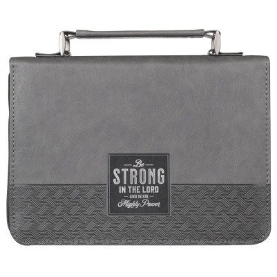 Bible Cover M Be Strong In The Lord Grey Tu/Tone