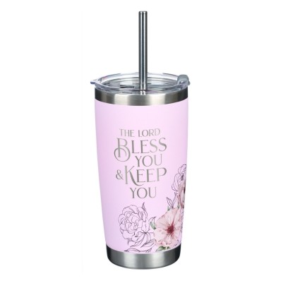 Tumbler Lord Bless You & Keep You Pink & Flowers