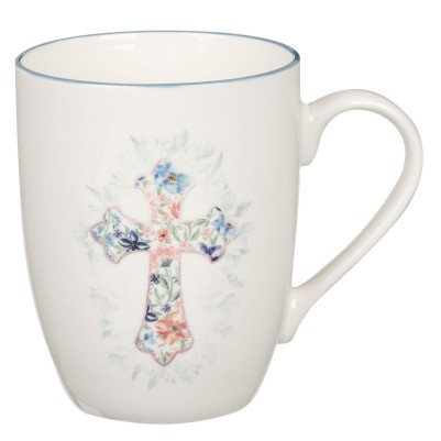 Mug Floral Cross White