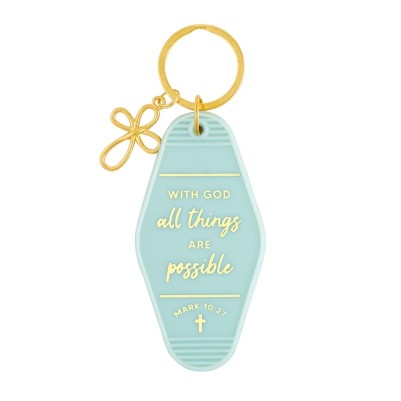 Keytag All Things Are Possible Teal Plastic