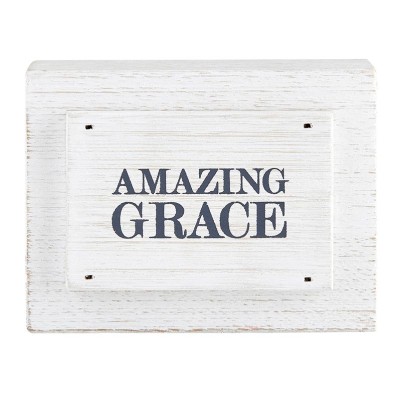 Block Amazing Grace Whitewashed Wood
