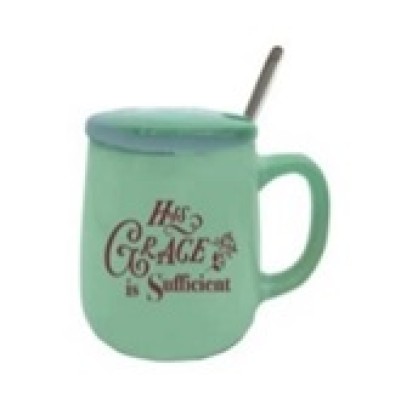 Mug His Grace Is Sufficient Teal w/Spoon (08/24)