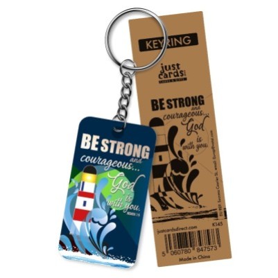 Keyring Be Strong and Courageous Wood