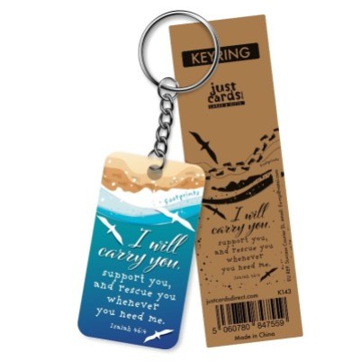Keyring I Will Carry You Footprints Wood